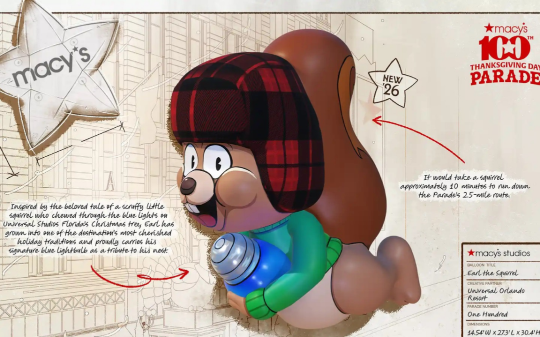 Universal Orlando’s Earl the Squirrel Comes to Macy’s Thanksgiving Day Parade