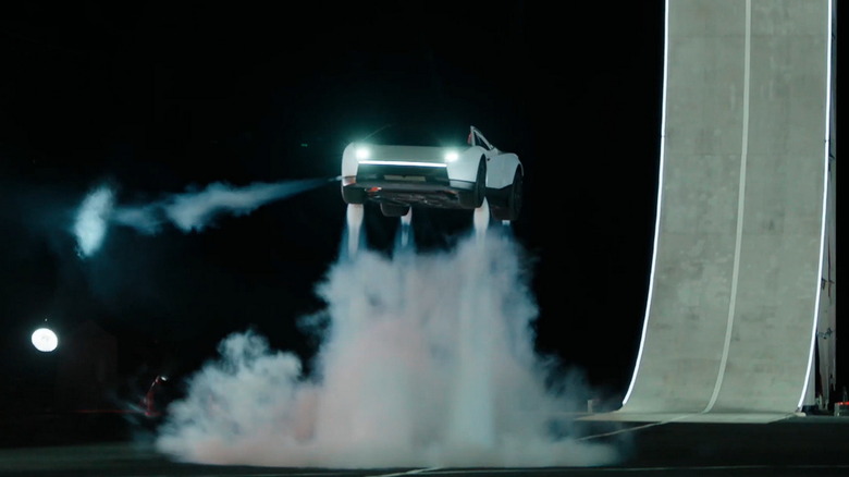Tesla Roadster in the air