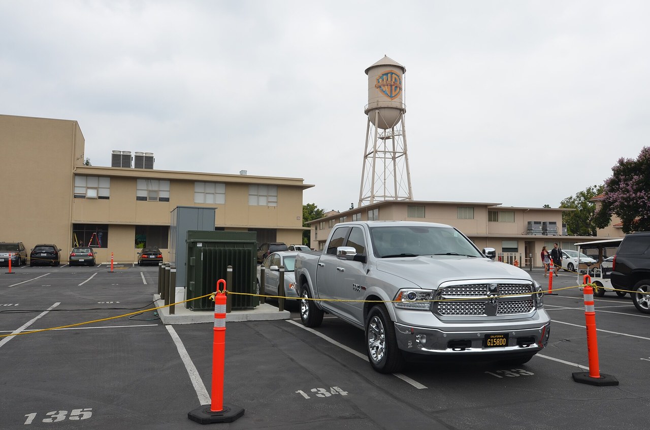 The Warner Bros. water tower on the studio lot in Burbank, California