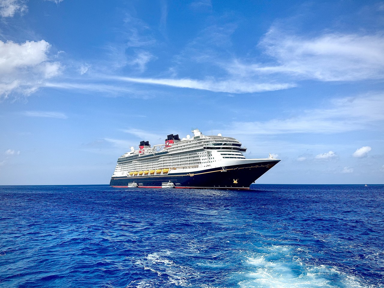 The Disney Treasure cruise ship at sea near Grand Cayman